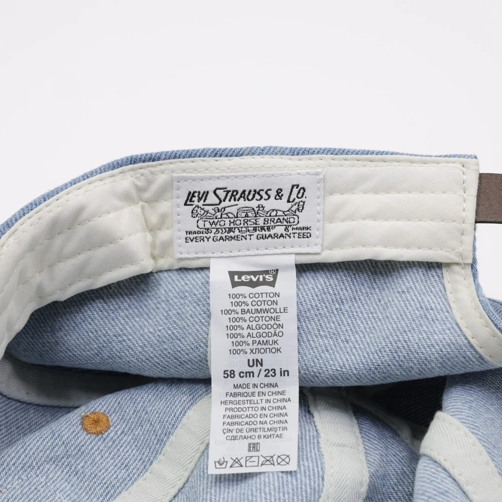 Levi's Men's Relaxed Adjustable Leather Patch Denim Dad Cap Light Blue One Size